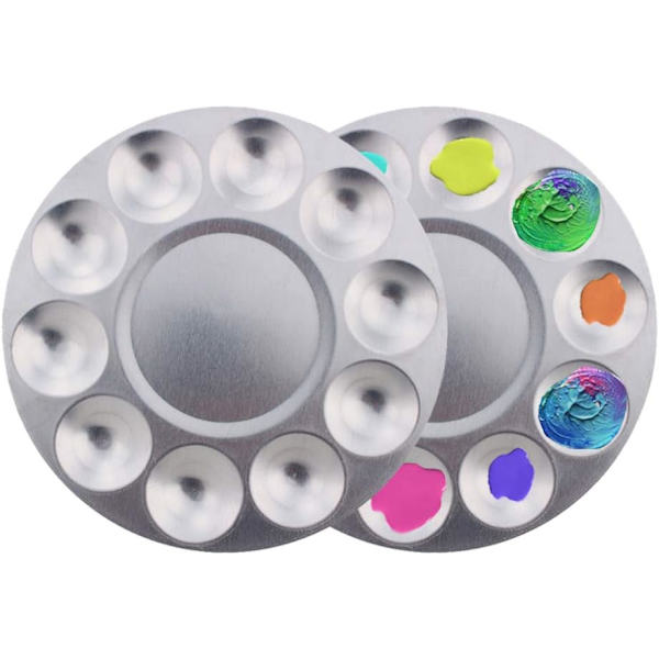 2 stk. 10-huls aluminium farvepalet, akvarel farvepalet