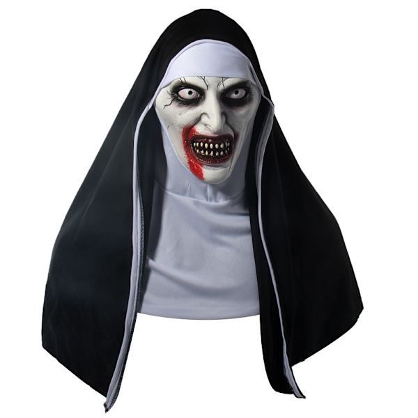 Halloweenmask, Latex Krypande Nunna Mask, Halloweenfest Skrämmande