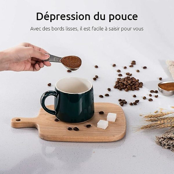 Rostfria kaffemåttskedar, diskmaskinssäkra, rostfria måttskedar, 2 stycken, lämpliga för kaffe, mjölkpulver, fruktpulver