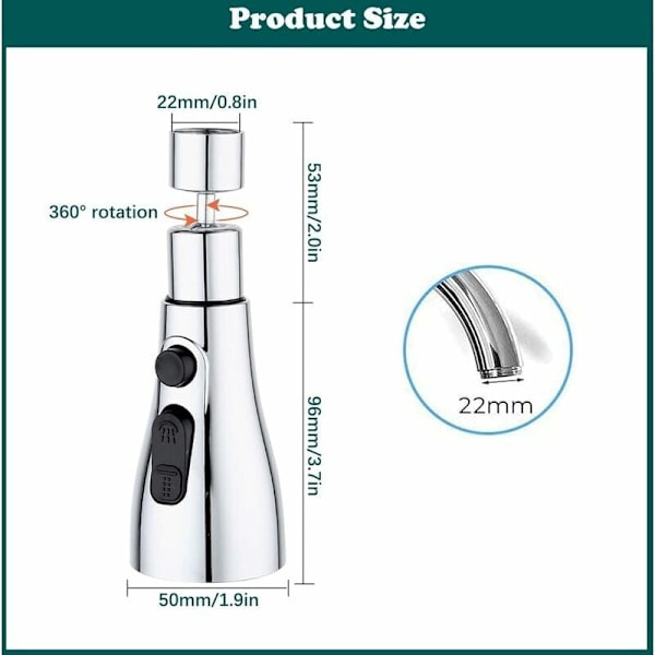 Kjøkkenkran Sprayhode FM22 M24 360° Svingbar Kranlufter Sprøyte