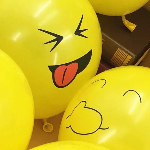 12 tommer gule latex balloner 100 stk, smiley face latex