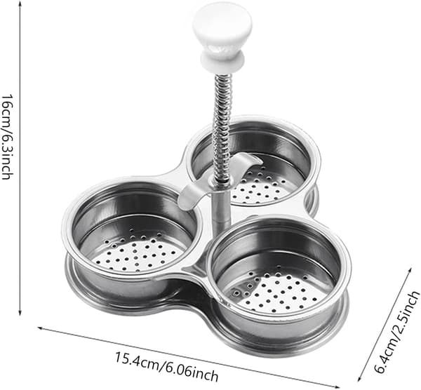 Egg Poacher i rustfritt stål, eggkoker, eggtopper, eggkopper, eggkoker med 3