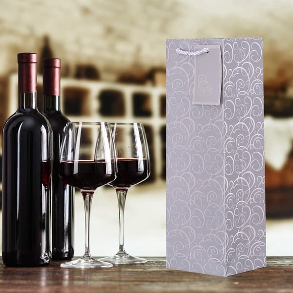 （12*10*36cm）10-pack presentpåsar silver flaskkassar för vin