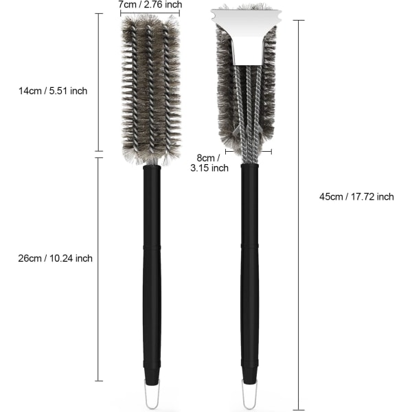 1pcs（45cm）Barbecue Grate Cleaning Brush, 3 in 1 Metal Cleaning