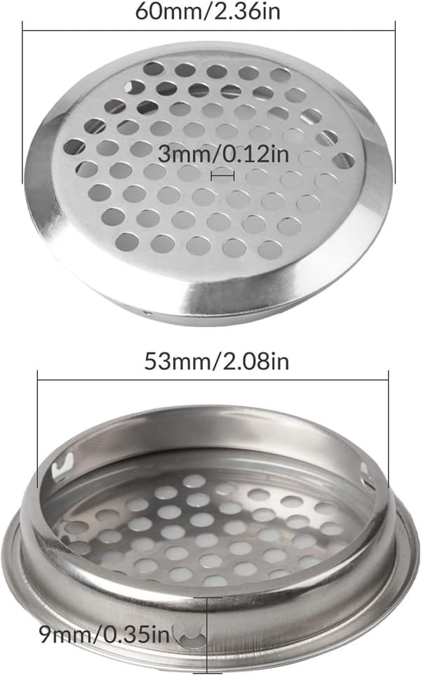 30 st Rund Ventilationsgaller Rostfritt Stål, 53mm