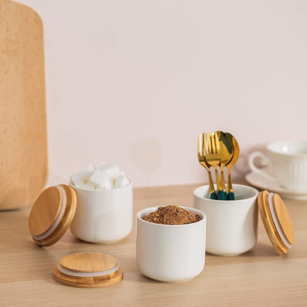 Krydderidåse 3 stk (Hvid) Te- og Kaffebeholder Keramik Biscuit