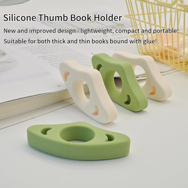 3 st Thumb Book Page Holder, Silikon Bok Tumme Sida Hållare för Läsning Handsfree, Bok Finger Öppnare Hållare, R