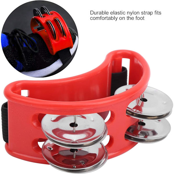 Fottrumma med Jingle Bells, Bärbar Elliptisk Trumma Percussion Drum
