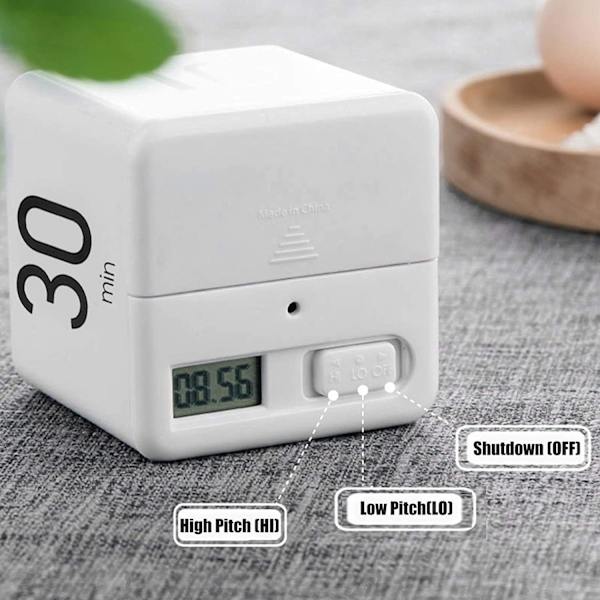 Kjøkken Timer (Hvit 15-20-30-60 Minutt), Terning Timer Stoppklokke og