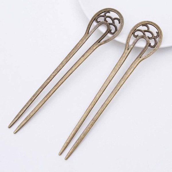 2 hollow metal hair forks, retro women's decorative hair sticks