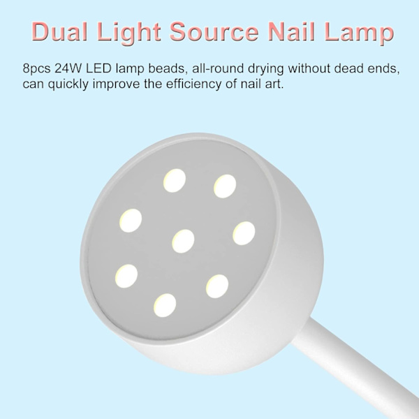 Led-neglelampe uden ledning, genopladelig 24W Mini Neglelampe 360°