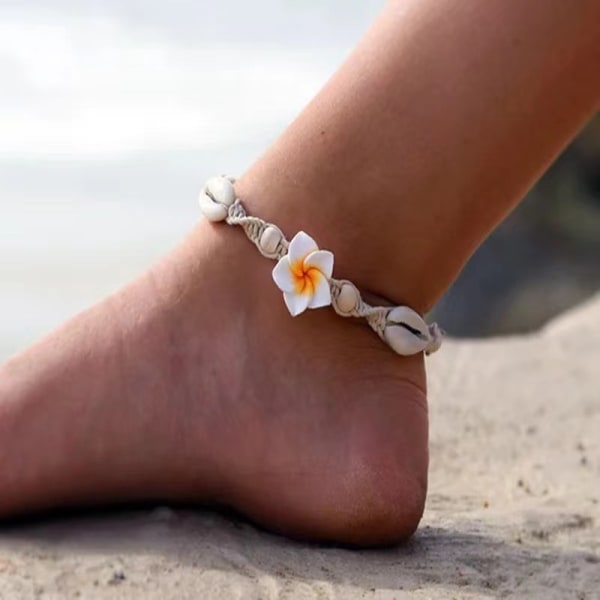 1 stk (Hvid) Generiske Anklets Skaller Blomster Anklet Skaller Ankel