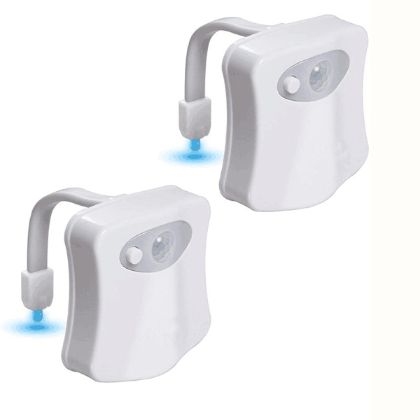 2 stk. 8-farvet toilet-sensorlys hængende menneskelig toilet-sensor