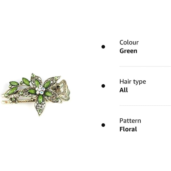 Vintage Petal Crystal Hårnål (Grön) - Används som hårnålsskönhet