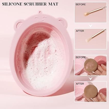 Makeup Brush Pad Stor Størrelse Silikon Vaskbar Sammenklappelig Kosmetik