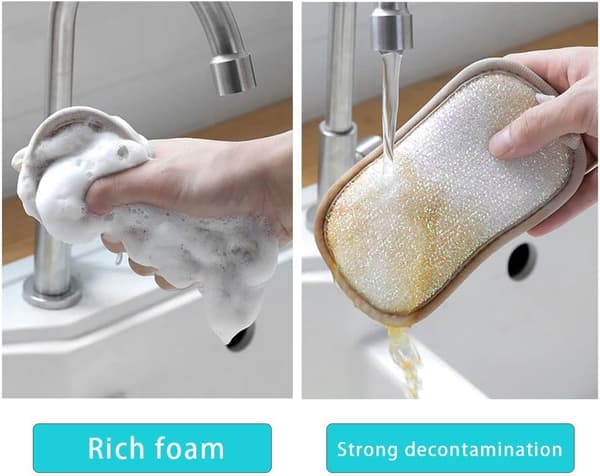 4 Genanvendelige Vaskbare Svampe, Mikrofiber Opvask