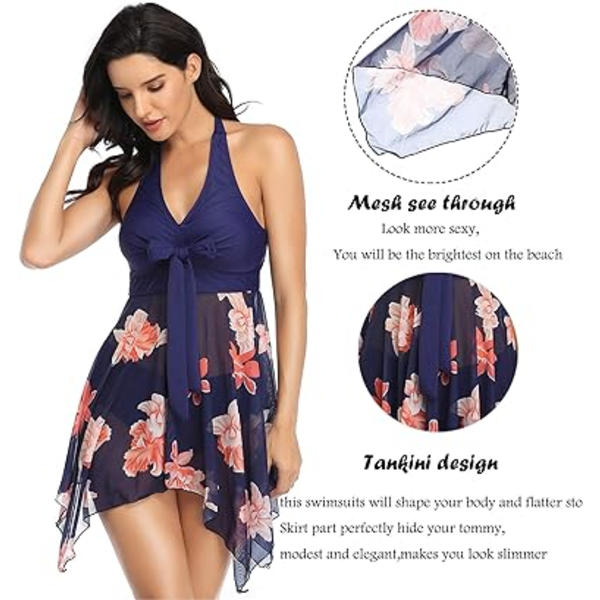 Hoikentava Tankini-mekko Uimapuvut Push Up Elegantti