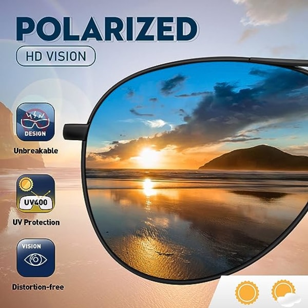 Polariserede Solbriller - Herre - Dame - Pilot Solbriller Unisex UV400