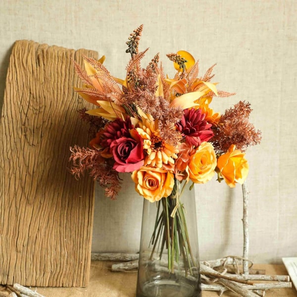 Kunstig Blomst Falsk Blomst Buket Falske Efterårs Orange Blomster