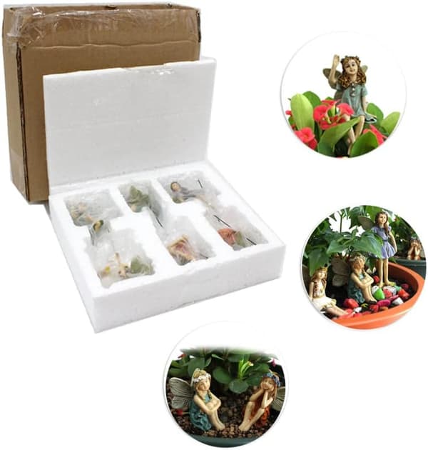 6 Deler Miniatyr Hagefe Figur