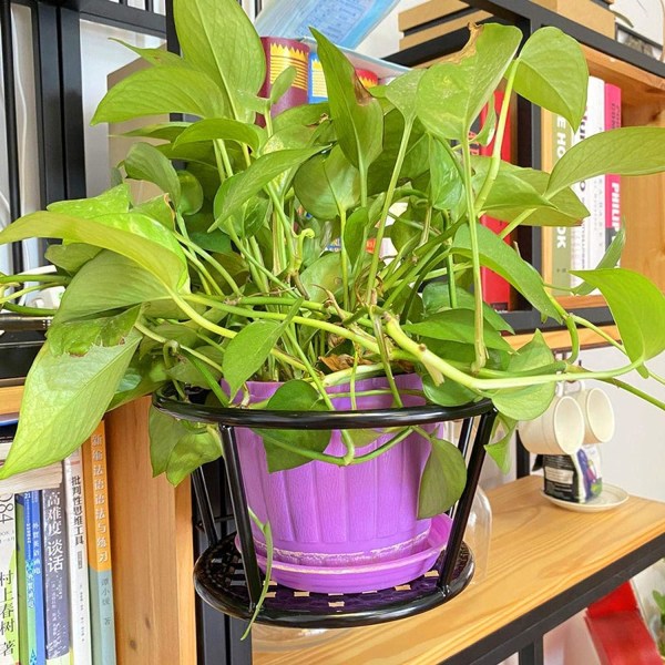 1 stk. Sort Jern Balkon Blomsterstativ Gelænder Blomsterstativ