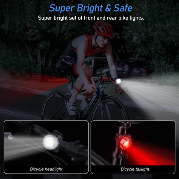 Cykellampor, Laddningsbara Kraftfulla LED-Cykellampor Set Fram