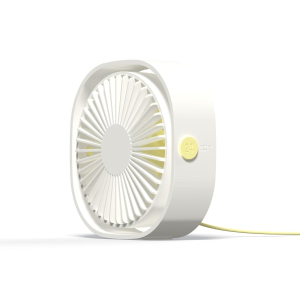 Mini Portable USB Fan Silent Desk Fan 3 Speed USB Fan for Home Office (White)