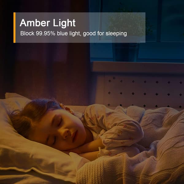 Amber nattlyssett med bevegelsessensor, 2 stk, Mini LED