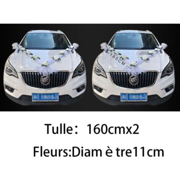 Bröllopsbil Dekoration Kit, Bröllopsbil Dekor, 2x1.6m Tulle & 9 A