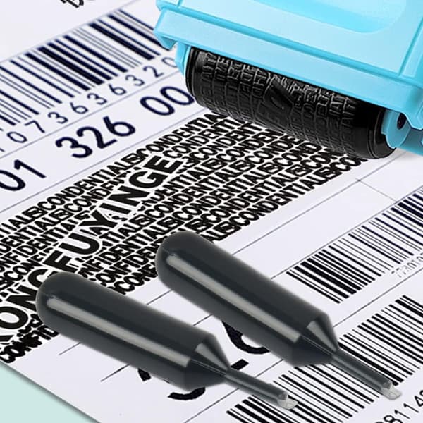 Paket med 10 svarta identitetskyddsrulle stämpel bläckset, data