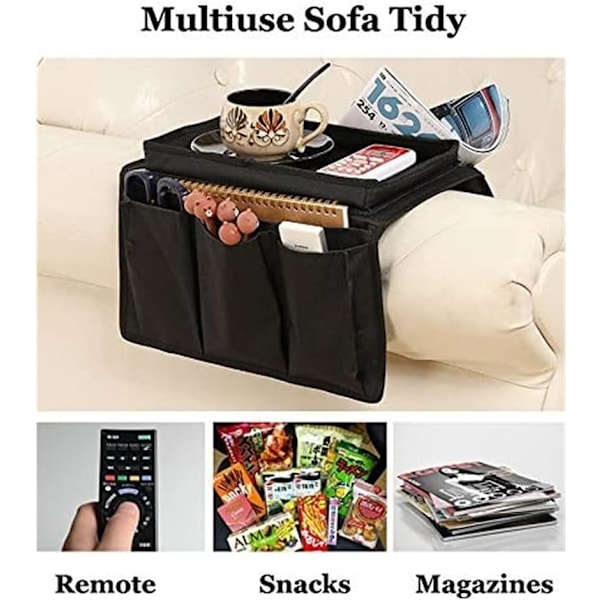 Sofa Organizer Skuffholder Sofa Armlenest Oppbevaringspose med Kopp