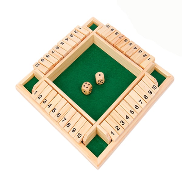 4-spelare Shut The Box träbordsspel klassiskt tärningsspel leksak