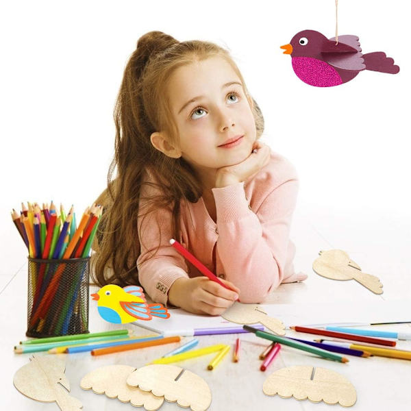 12 DIY-sett 3D Trefigurer, Treplate-anheng påske