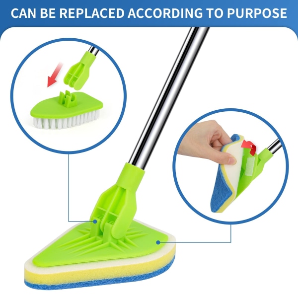 2-in-1 scrub brush for cleaning bathroom shower tub glass tile floor