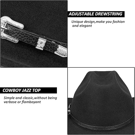 Klassisk Fedora-hatt for kvinner med rullekant og spennebelte (Størrelse: Medium)