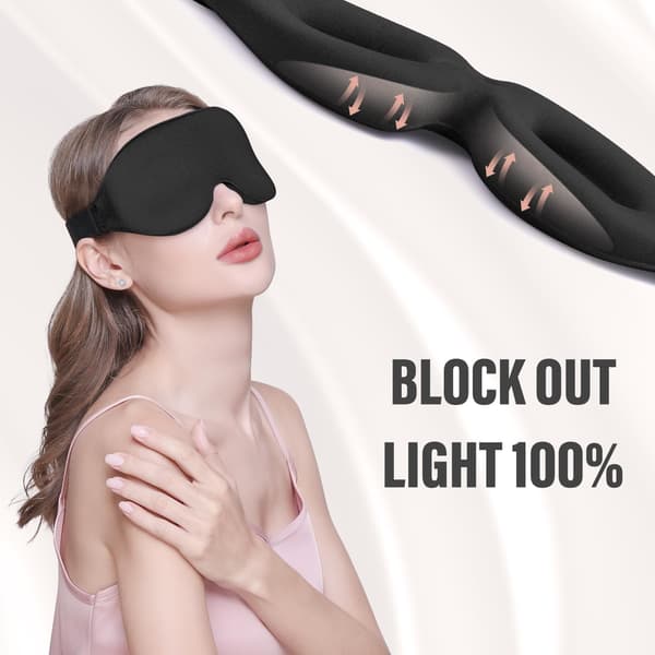 Søvnmaske til Sidsøvn, 100% Lysblokerende 3D Søvnmaske, Blød Åndbar Øjenmaske til Kvinder Mænd, Afslap