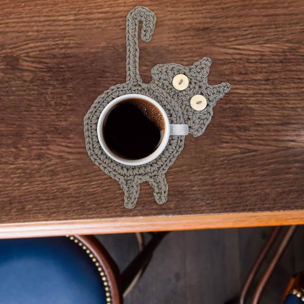 Kattstjärtsunderlägg, Rolig Kattstjärts Virkad Dryckesunderlägg, Kattstjärts Dryckeskopp Underlägg Handgjort Virkat Muggunderlägg, Fläck-