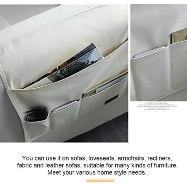 Beige Sofa Armlæn Organizer, Multifunktionel Foldbar Tote Bag
