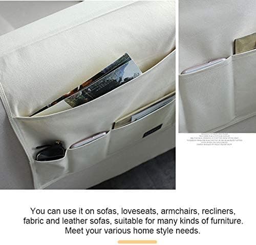 Beige Sofa Armlenestopp Organizer, Multifunksjons Foldbar Tote Bag