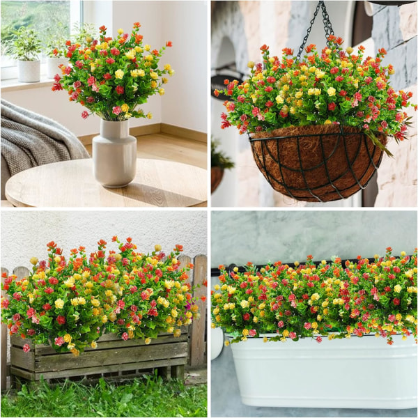 6 st UV-resistent konstgjorda blommor i plast för utomhusbruk