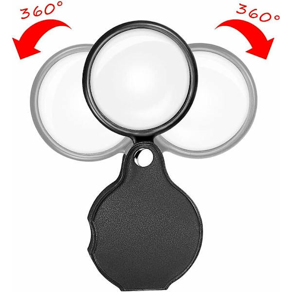 5-pakke Mini Folding Pocket Magnifier med roterende beskyttende etui
