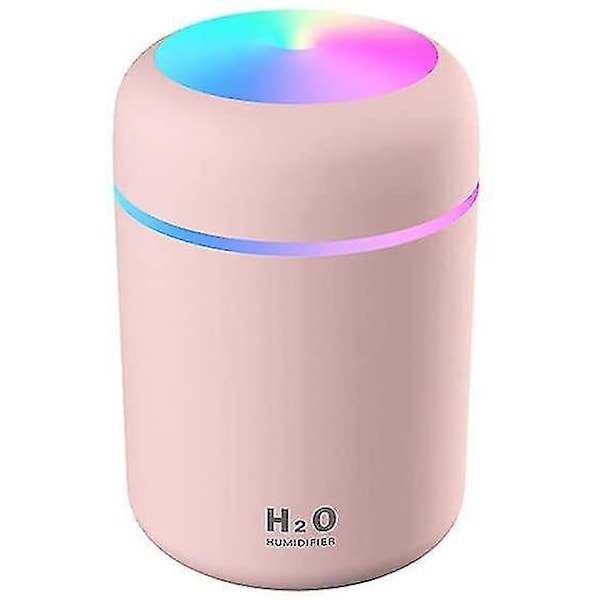 Bärbar Mini Söt Luftfuktare Usb 300ml Med 7 Färger 2 Dimmönster Ultraljudstyst Lämplig För Hem Bil Sovrum Kontor Pink