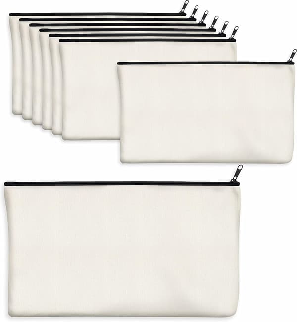 8-pack Canvas Pennafodral, DIY Blixtlåspåsar, Kontorsmaterial