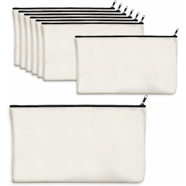 8 Pakke Canvas Blyantposer, DIY Lynlåseposer, Kontorartikler