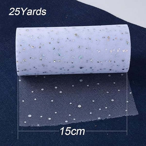 1 piece white tulle 25yards*15cm tulle rolled sequin star