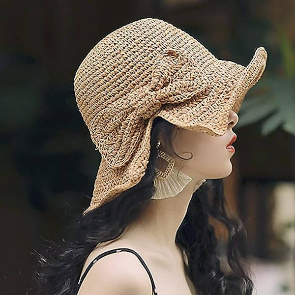 Kvinnors breda hopfällbar strandhatt (56-58cm) - Sommarhatt för kvinnor -