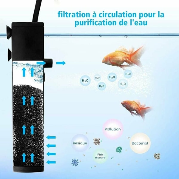 Akvarie Vandstrømsfilter 4W 600L/H Akvarie Intern Filter 60L