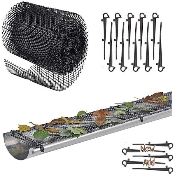 ROBUST Høj Kvalitet Tagrende Gitter [INKLUDERET 12 Kroge + 1 Gitter 6m x
