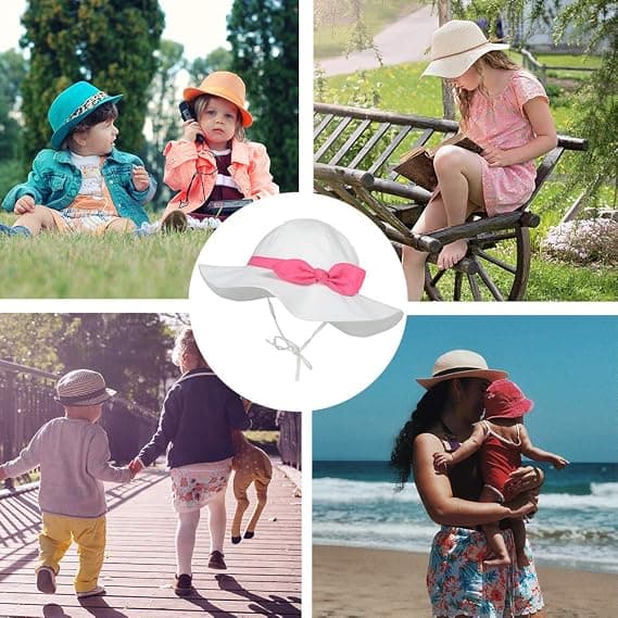 Hvit+Rosa Sommer Solhatt for Gutter og Jenter - 0-6 År Gammel Sol