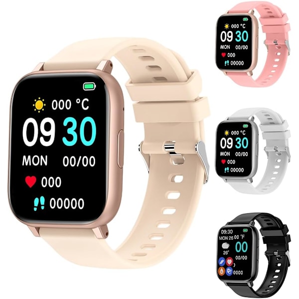Smartklocka för Män Kvinnor (Svara/Ring Samtal), HD 1.77\" för Android iOS (Beige)